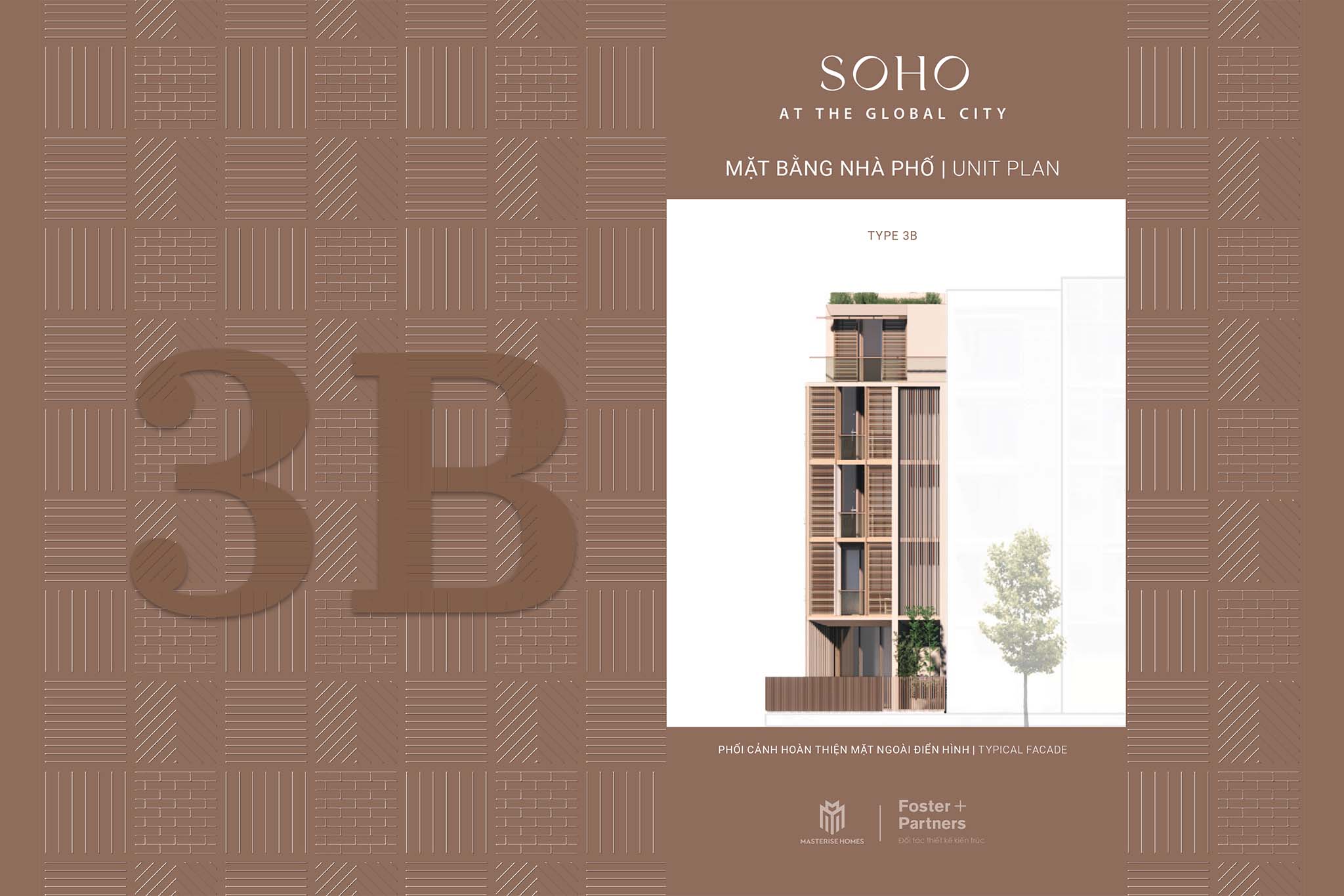 Nhà phố The Global City | Mặt bằng thiết kế nhà phố SOHO - Mẫu nhà 3B